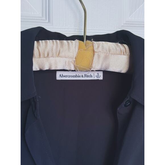 Abercrombie & Fitch Black Twist Front Button Up Shirt Dress Small Quiet Luxury - Picture 5 of 9